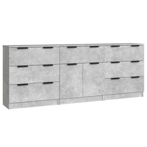 Бюфет от 3 части, бетонно сиво, инженерно дърво