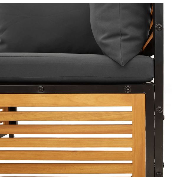 Градински комплект диван с възглавници, 10 части, акация масив