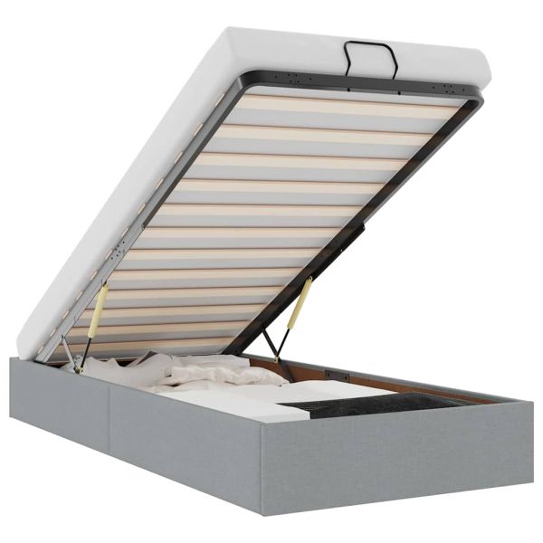 Османска рамка за легло без матрак, светлосива, 80x200 см, плат