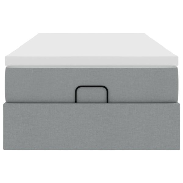 Османска легло с матрак, светлосиво, 80x200 см, плат