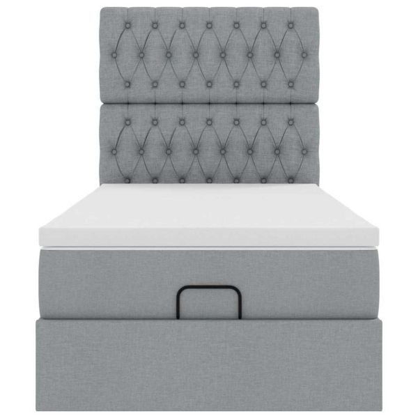 Османска легло с матрак, светлосиво, 80x200 см, плат