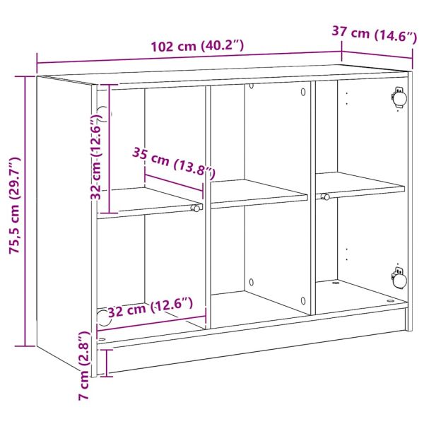 Сайдборд, дъб артизан, 102x37x75,5 см, инженерно дърво