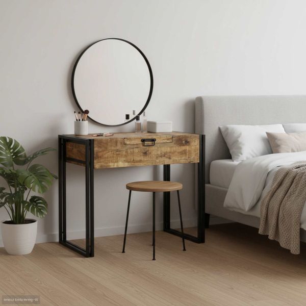 Тоалетки за спалня с огледало Кафяво Масивна дървесина от манго