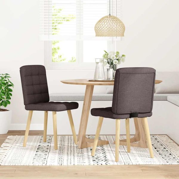 Трапезни столове, 2 бр, тъмнокафяви, текстил