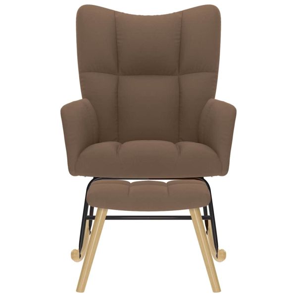 Люлеещ се стол с табуретка, кафяв, плат