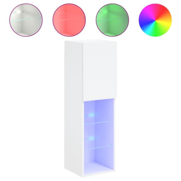 ТВ шкафове с LED осветление 2 бр бели 30,5x30x102 см