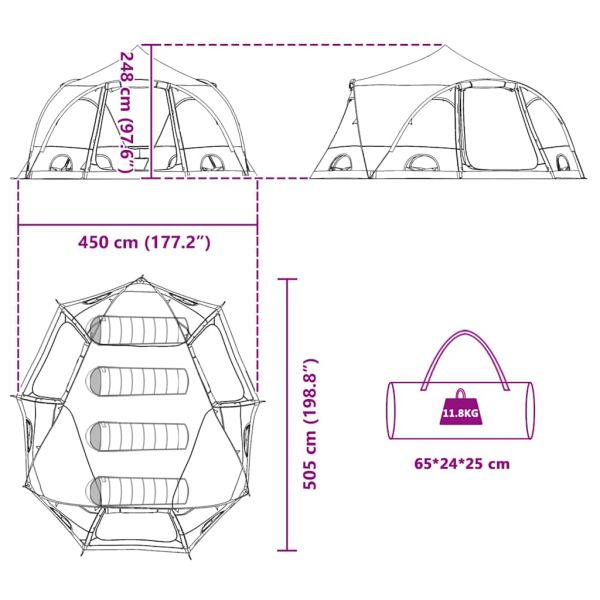 Четириместна шатра с покрив Синьо 505 x 450 x 248 см