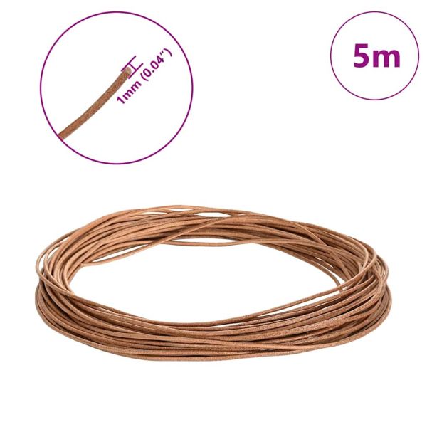 Кожена връв Кафяво Ø1 мм x 5 м Кожа