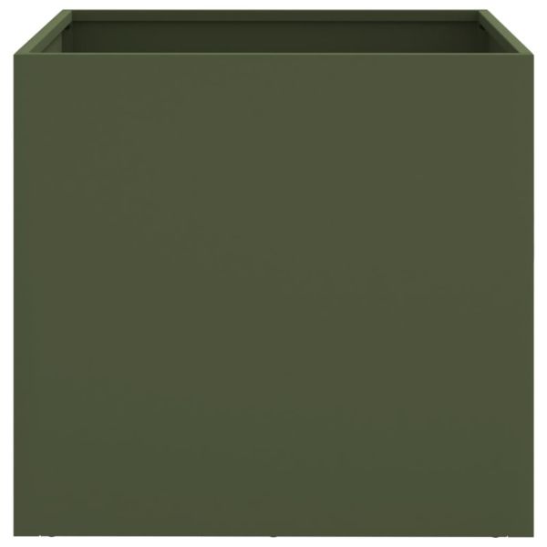 Кашпи, 2 бр, маслиненозелени, 49x47x46 см, стомана