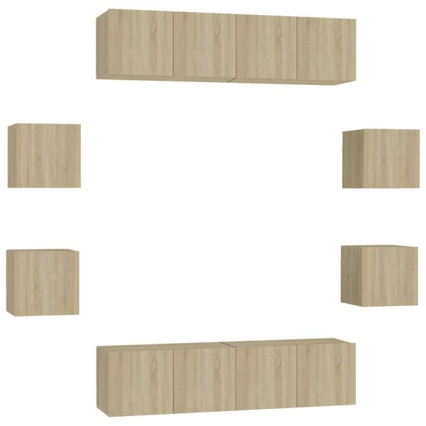 Комплект ТВ шкафове от 8 части, дъб сонома, инженерно дърво