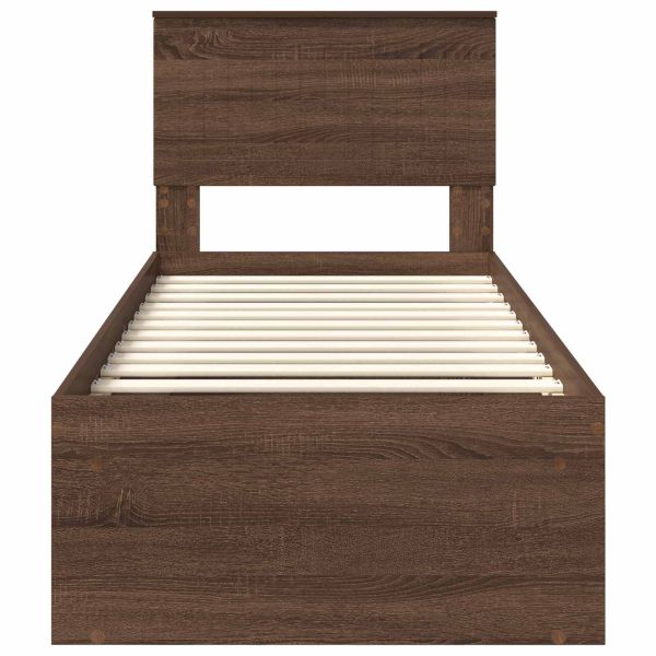 Рамка за легло Кафяв дъб 75 x 190 cm Солидно борово дърво