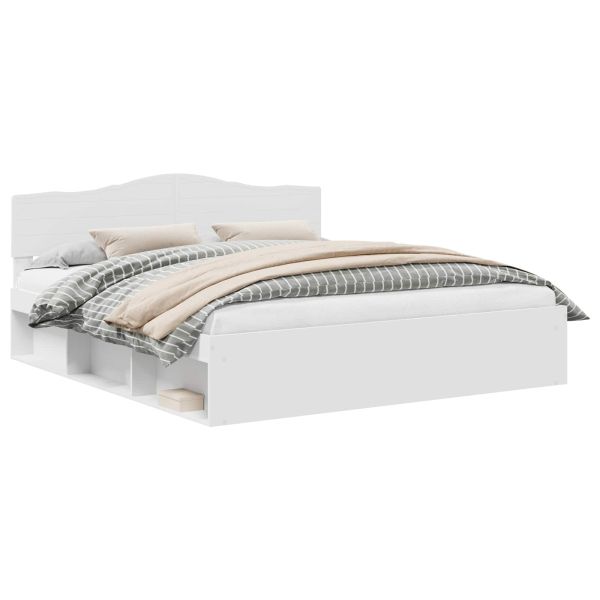 Рамка за легло с таблото Бяло 180 x 200 cm Солидно борово дърво