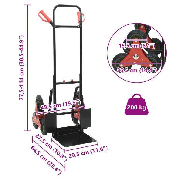 Ръчна количка Черен и Червен 64,5 x 49,5 x 114 см Стомана