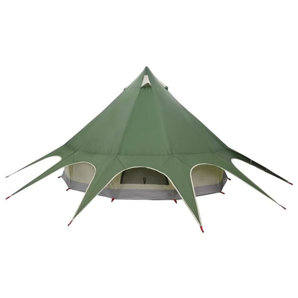 Тент тип Teepee за 5 души Зелен и сив 600 x 600 x 347 см