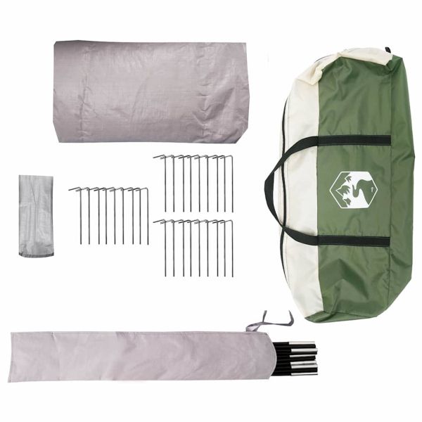 Тент тип Teepee за 5 души Зелен и сив 600 x 600 x 347 см