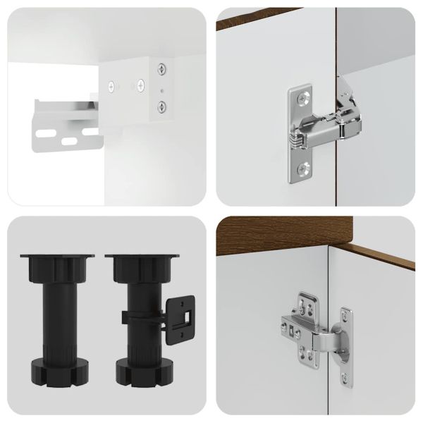 Комплект кухненски шкафове, 7 части, "Kalmar", кафяв дъб, инженерна дървесина