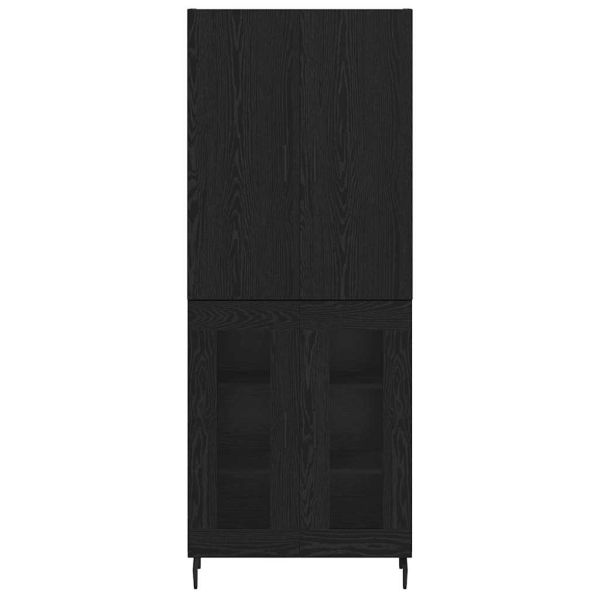 Висок шкаф 2 pcs Дъб Инженерна дървесина и стъкло