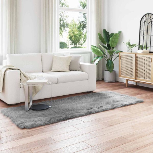 Изкуствен овчи килим Tafalla Сив 80 x 250 cm Полиестер