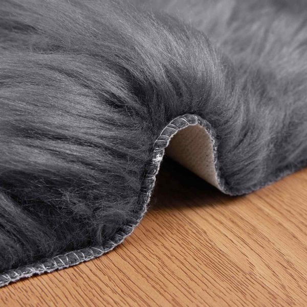 Изкуствен овчи килим Tafalla Антрацит 80 x 120 cm Полиестер