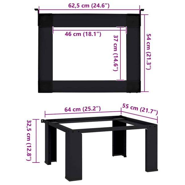 Педестал за пералня Черен 64 x 55 x 32,5 см Стомана