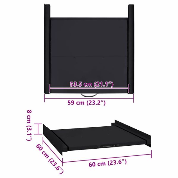 Интермедиина етажерка за пералня Черно 60 x 60 x 8 см Стомана