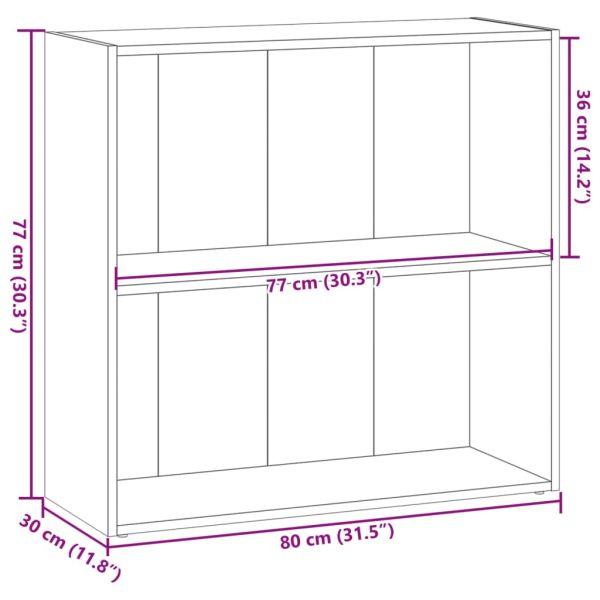 Библиотека, опушен дъб, 80x30x77 см, инженерно дърво