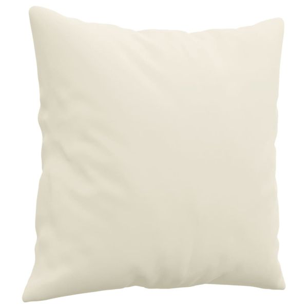 Комплект дивани 3 части с възглавници, кремав, кадифе