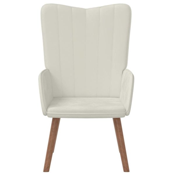 Релаксиращ стол, кремавобял, кадифе