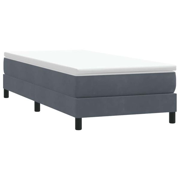 Box Spring Легло без матрак Тъмно сиво 100x210 cm Кадифе