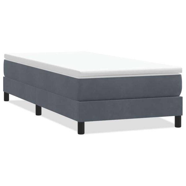 Box Spring Легло без матрак Тъмно сиво 100x210 cm Кадифе