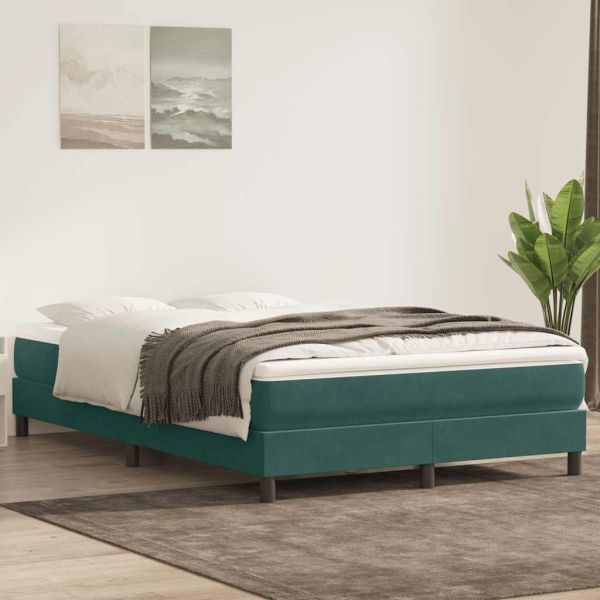 Box Spring Легло без матрак Тъмнозелено 140x210 cm Кадифе