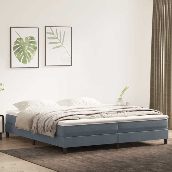 Box Spring Легло без матрак Тъмно сиво 200x210 cm Кадифе