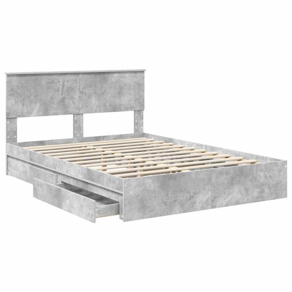Легло с място за съхранение Циментено сиво 135 x 190 cm