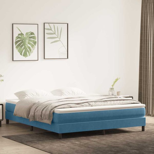 Box Spring легло без матрак Тъмно синьо 180x210 cm кадифе