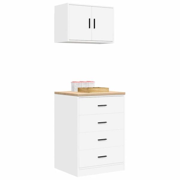 гаражни шкафове, 2 бр, бели, инженерно дърво