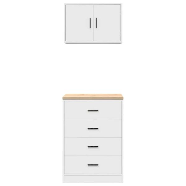 гаражни шкафове, 2 бр, бели, инженерно дърво
