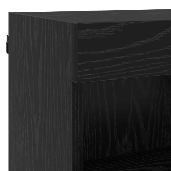 ТВ шкаф С LED лентисти светлини 8 pcs Черния дъб Стъкло