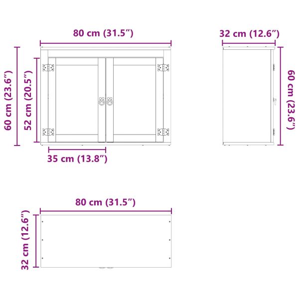 За шкафове SKI Кехлибарен 60 x 32 x 40 см Солидно борово дърво