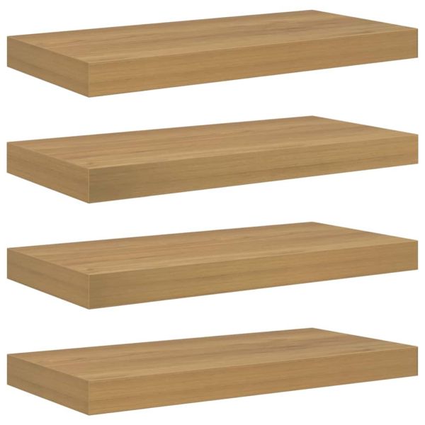 Стенен рафт 4 pcs Кафяво 50 x 23 x 4 см Инженерно дърво