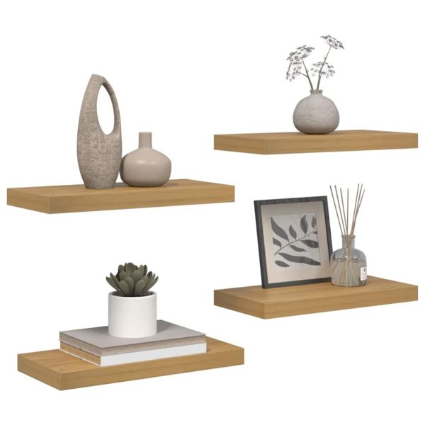 Стенен рафт 4 pcs Кафяво 50 x 23 x 4 см Инженерно дърво