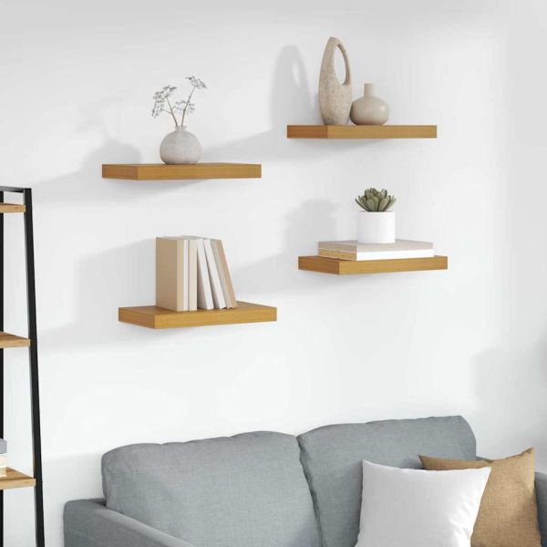 Стенен рафт 4 pcs Бежово 40 x 23,5 x 4 см Инженерно дърво