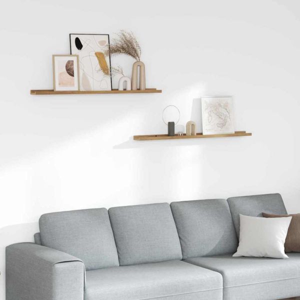 Стенен рафт с рафт 2 pcs Кафяво 100 x 9 x 3 cm Инженерно дърво