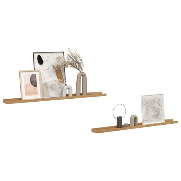 Стенен рафт с рафт 2 pcs Кафяво 100 x 9 x 3 cm Инженерно дърво
