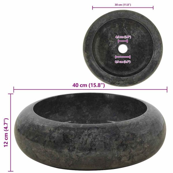 Мивка, 40x12 см, мрамор, черна