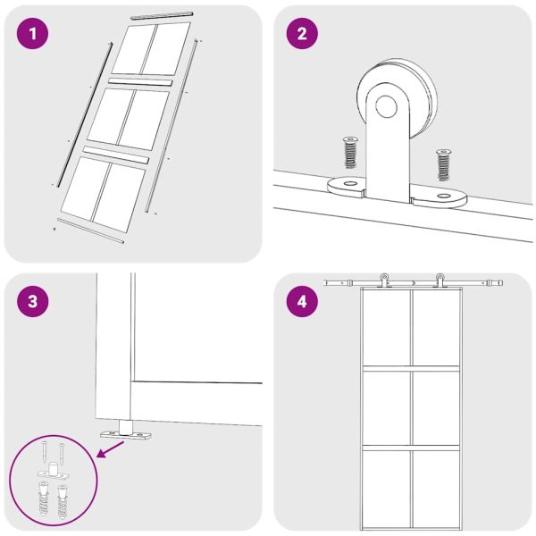 Плъзгаща се врата, бяла, 90x205 см, закалено стъкло и алуминий