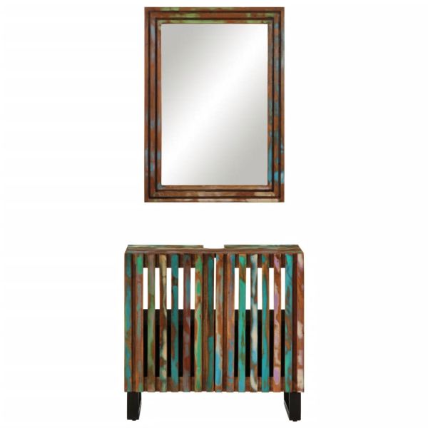 Комплект мебели за баня, 2 части, масивна акациева дървесина