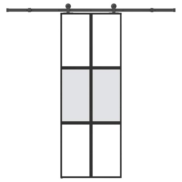 Плъзгаща се врата с обков 76x205 см Закалено стъкло&Алуминий