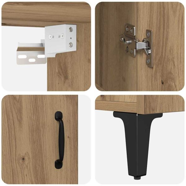 Висок шкаф 2 pcs Дъб Инженерно дърво