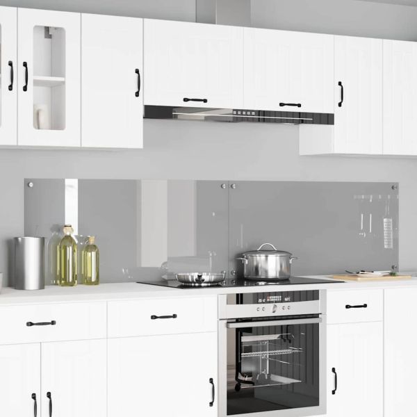 Кухненски гръб 2 pcs Светлосиво 110 x 50 cm закалено стъкло