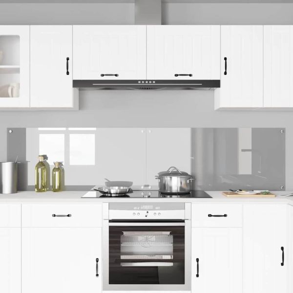 Кухненски гръб 2 pcs Светлосиво 110 x 50 cm закалено стъкло